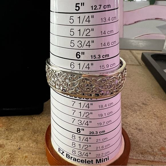 925 Sterling Silver Scroll Cuff Bracelet - Picture 8 of 10